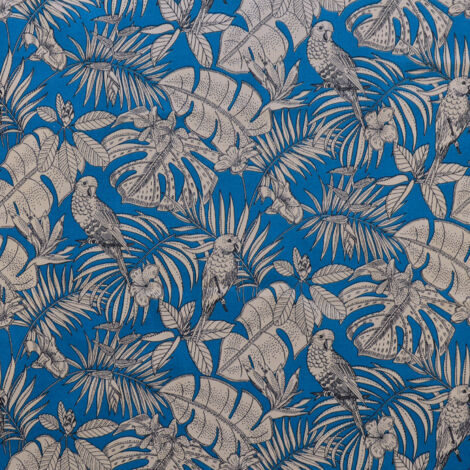 Toile coton imprimée exotique Bleu 150 cm