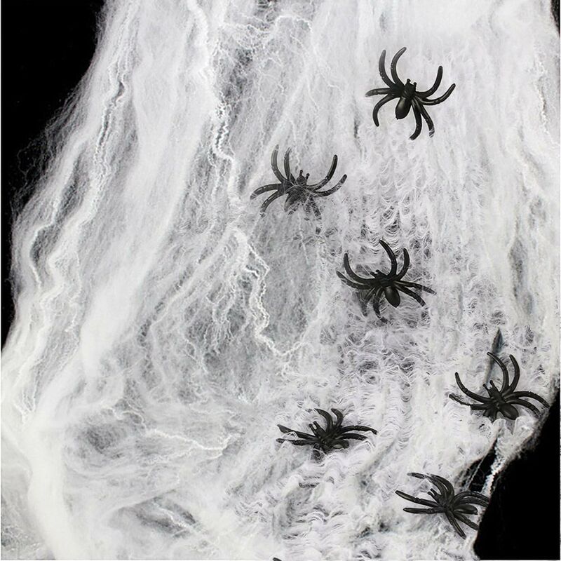 Toile d'araignées Extensibles Décorations d'halloween - Sangle d'araignée fantasmagorique avec 20 Fausses araignées, Toile d'araignée pour des