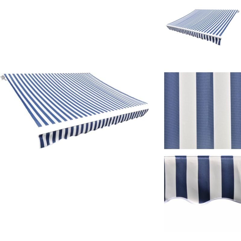 Toile d'auvent Bleu et blanc 350x250 cm - Tissu D'auvent - Auvent De Terrasse - Parasol - Protection Solaire - Ombrage