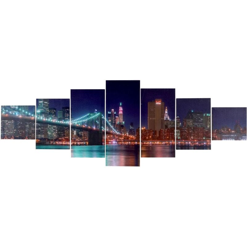 Jamais utilisé] toile de décoration murale T375 xl, réproduction, châssis tableau en 7 parties 245x87cm, New York