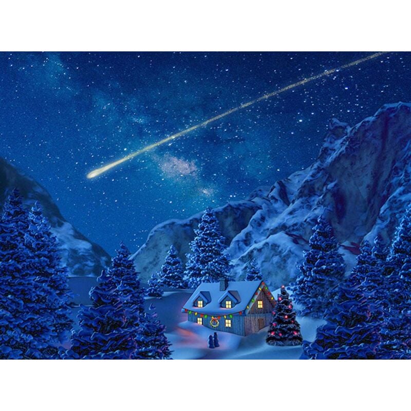Toile de fond de Noël en tissu avec led Ciel étoilé - 76 x 56 cm - My Village
