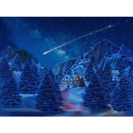Toile de fond de Noël en tissu avec LED Ciel étoilé - 76 x 56 cm - My Village - Multicouleur