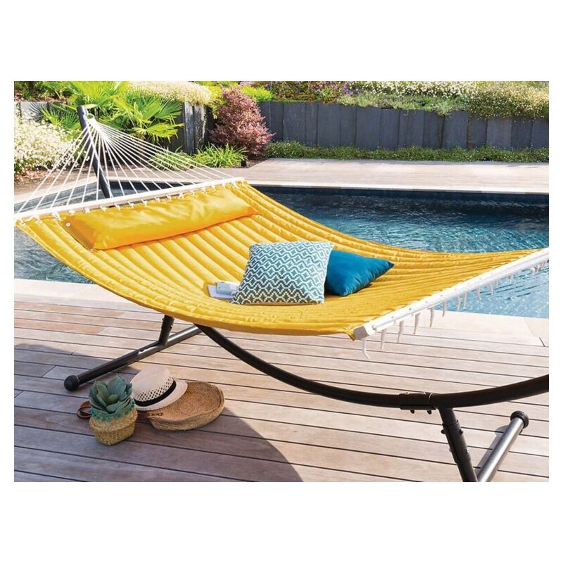 Toile de hamac matelassé moutarde Akio avec pied réglable - Hespéride