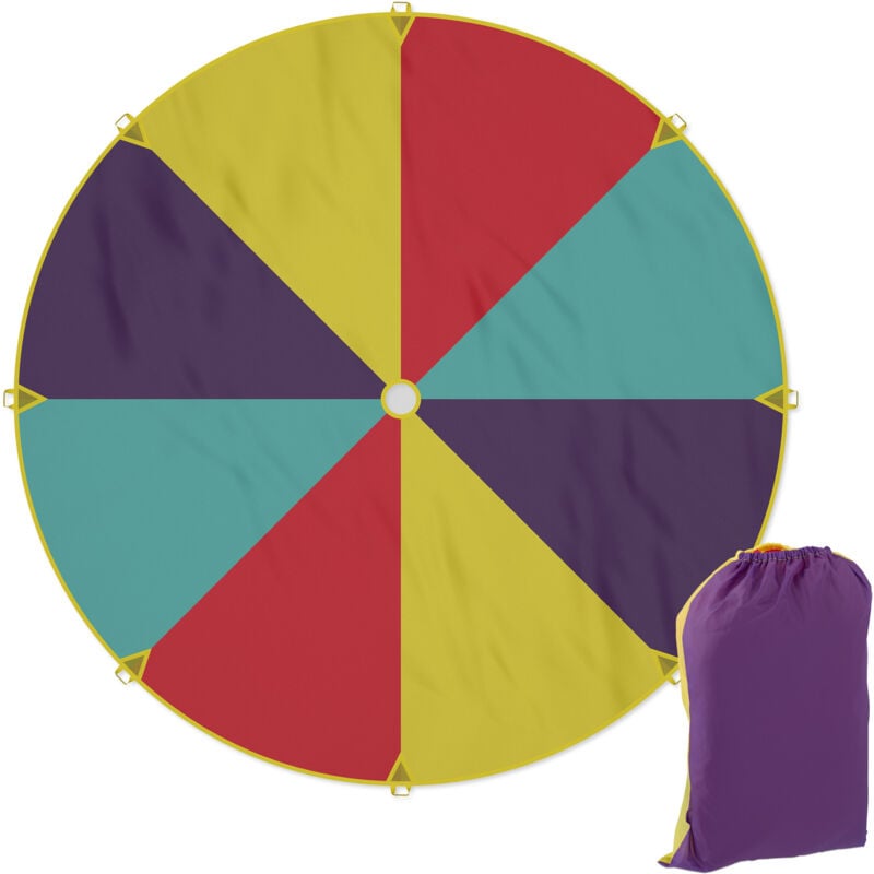 Relaxdays - Jeu pour enfants, xxl, parachute avec 8 poignées, diamètre : 350 cm, pour l'extérieur, multicolore