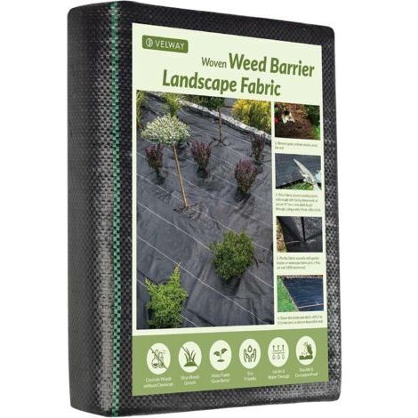 Toile de Paillage 1,2x15M 4x50FT - Geotextile de Paillage Contre Les Mauvais Herbes en 100g/m² Fibres de Polypropylène Tissées Perméable à l'eau, Résiste Rayons UV, Anti Repousse
