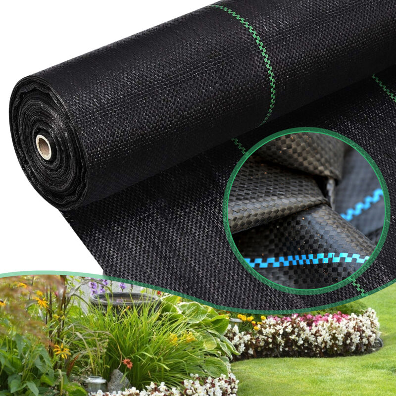 Toile de paillage anti mauvaises herbes 90g/㎡, 200 x 1000cm, indéchirable perméable à l'eau anti uv, Herbes de Jardin