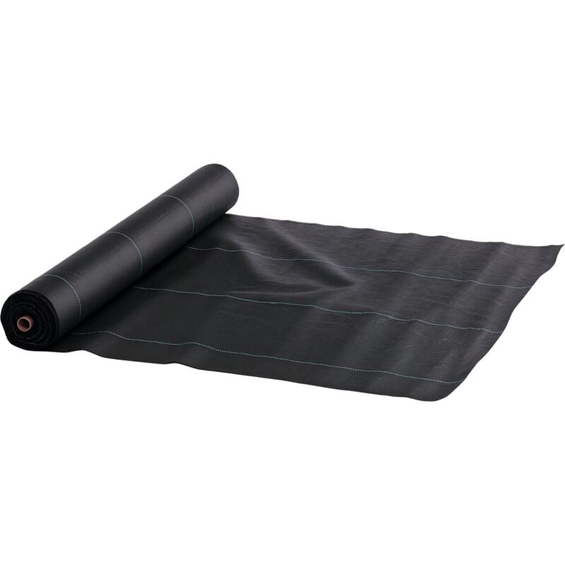Toile de paillage anti mauvaises herbes indéchirable perméable anti uv - 100 x 2 m - pp haute densité 60 g/m²noir vert