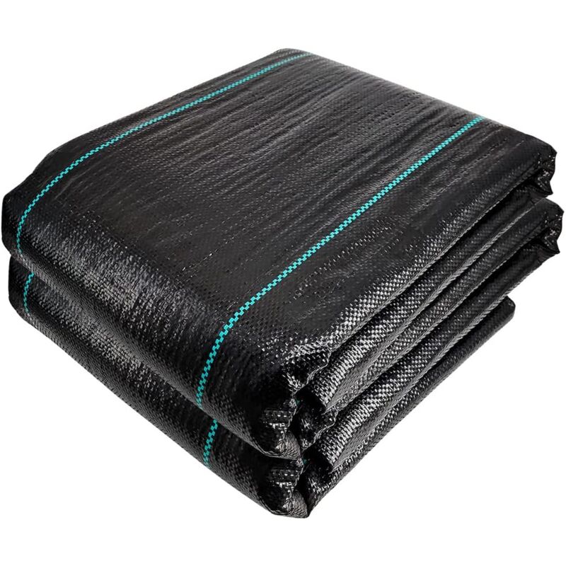 Toile de Paillage Contre Les Mauvais Herbes 2Mx20M en Fibres de Polypropylène Tissées Anti-UV Résistant Aux Déchirures avec Haute Stabilisation Bâche