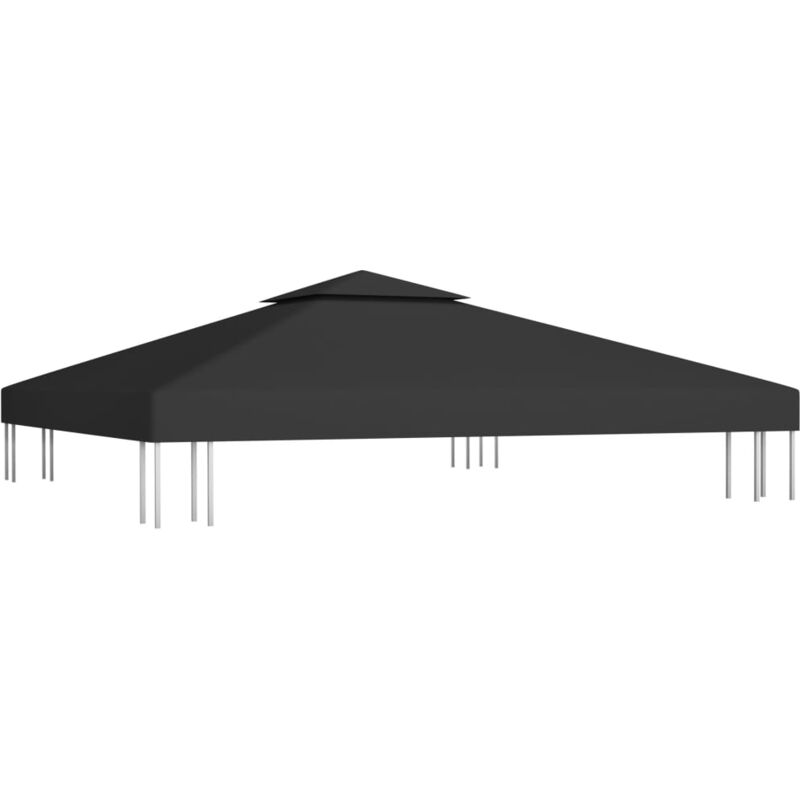 Toile de rechange 3 x 3 m pour pavillon tonnelle tente Lexlife 2 niveaux 310 g-m2 - Noir