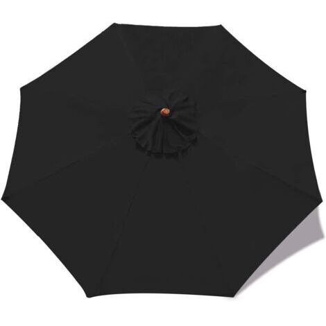 Toile de rechange à 8 baleines pour parasol de jardin, terrasse, cour, plage, piscine, marché (auvent uniquement),noir