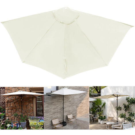 Toile de rechange pour parasol de jardin, 2,7 m, demi-lune, résistante aux UV et à la pluie