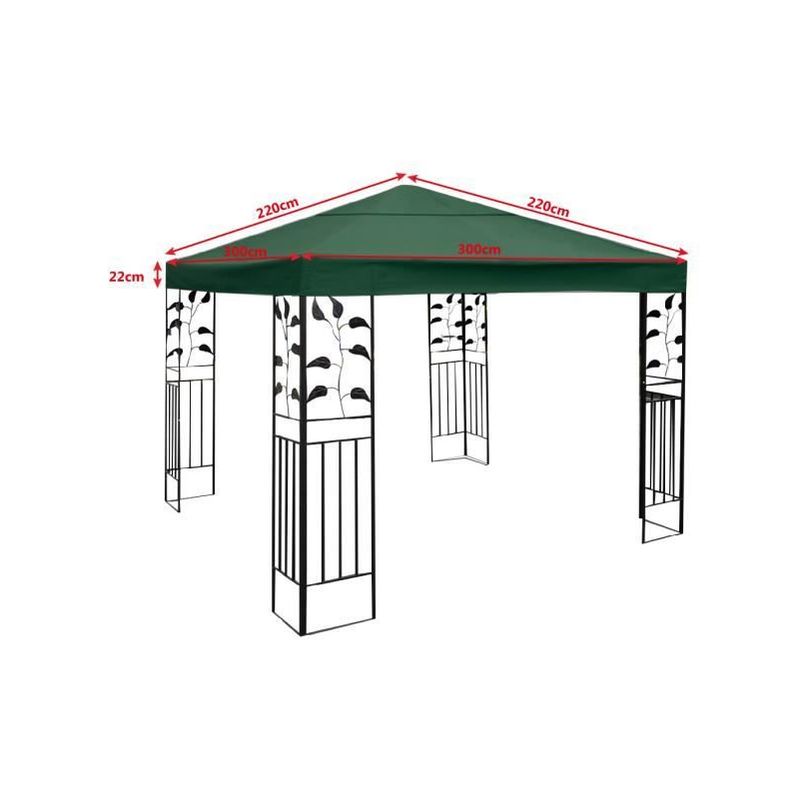 Toile de Rechange pour Pavillon Toile de Toit pour Tente Canopée pour Tonnelles 300 x 300 cm Encre Verte