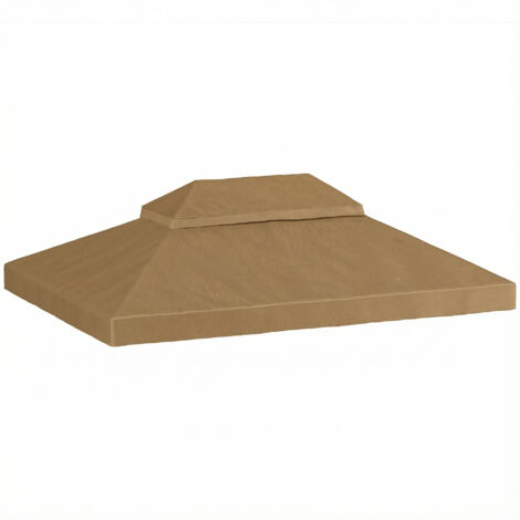 Toile de rechange pour pavillon tonnelle 4x3 m, double toit avec trous d'évacuation, polyester 370 g/m², beige
