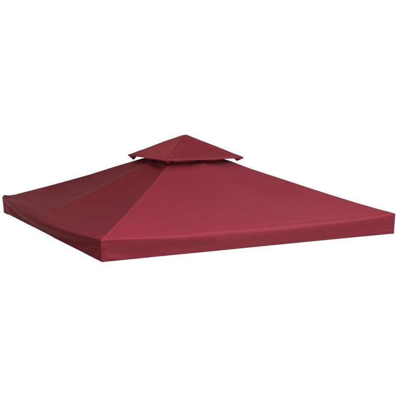 Toile de rechange pour pavillon tonnelle tente 3 x 3 m polyester haute densité 180 g/m² bordeaux - Rouge