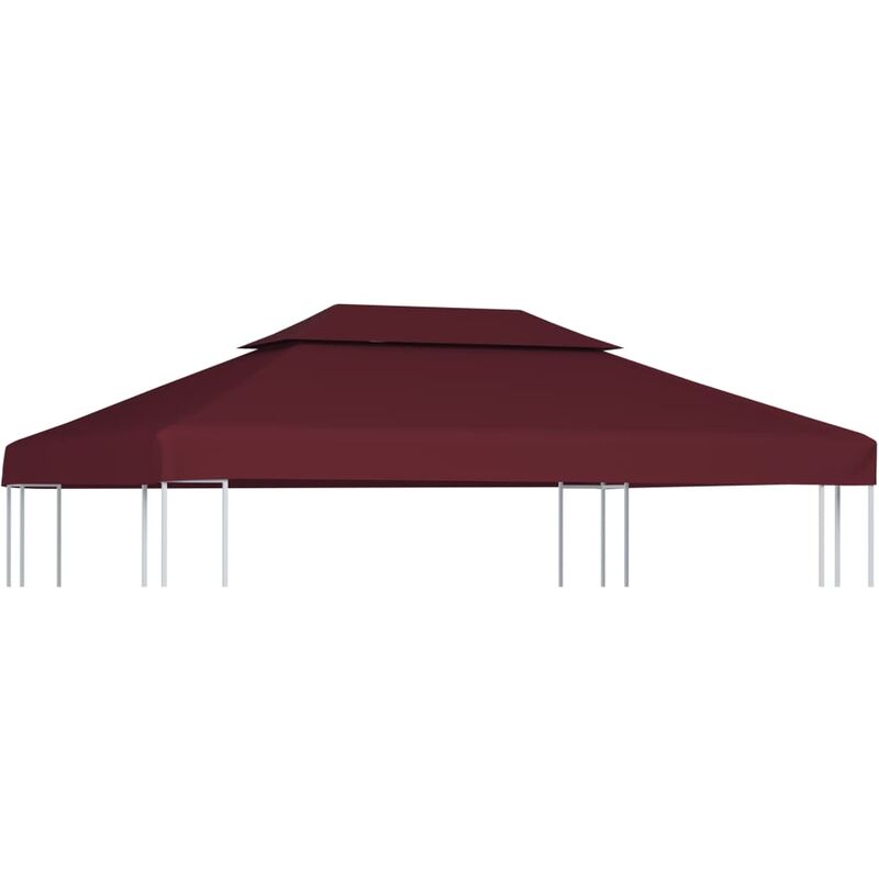 Toile de rechange pour pavillon tonnelle tente 4 x 3 m Lexlife 2 niveaux 310 g-m2 - Bordeaux