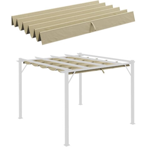 Toile de rechange pour pergola rétractable 3 x 3 m polyester haute densité 180 g/m² imperméabilisé beige