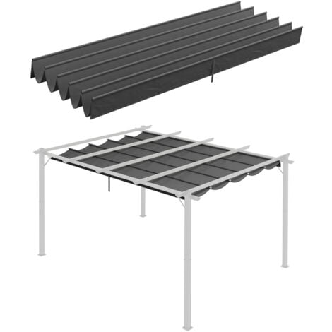 Toile de rechange pour pergola rétractable 4 x 3 m polyester haute densité 180 g/m² imperméabilisé gris