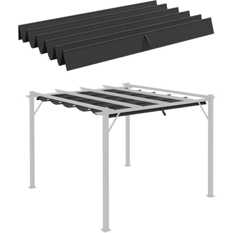 Toile de rechange pour pergola rétractable 3 x 3 m polyester haute densité 180 g/m² imperméabilisé gris - Gris