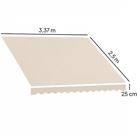 Toile de rechange pour store banne – toit pare-soleil UPF 50+ pour structure de 3,5 x 2,5 m, blanc crème