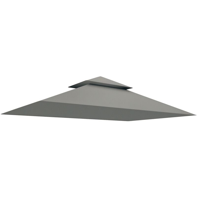 Toile de rechange pour tonnelle barnum 2,4 x 1,5 m double toit polyester haute densité 160 g/m² anti-UV UPF50+ gris