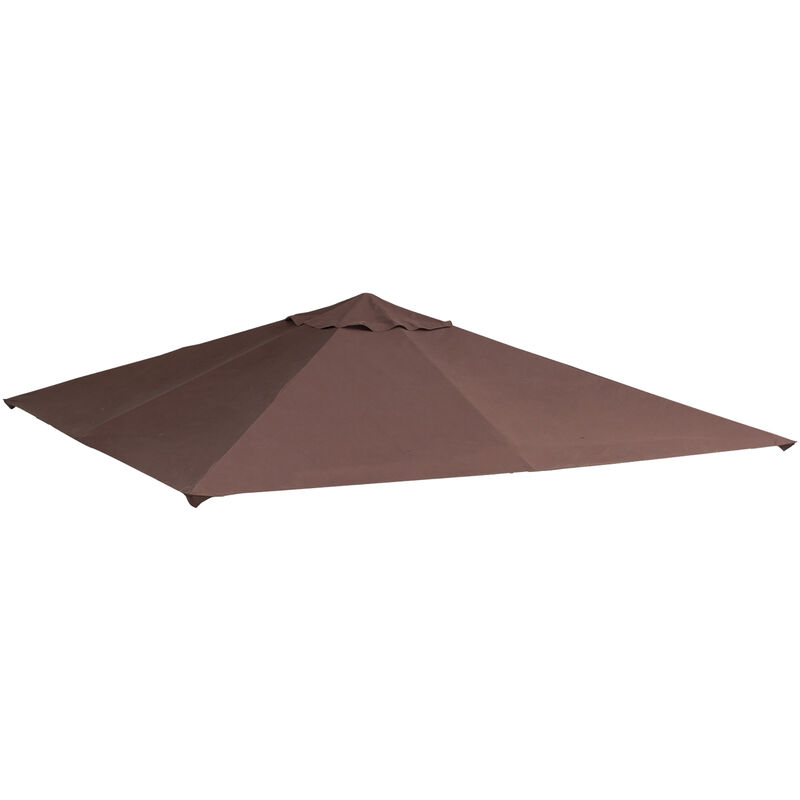 Toile de rechange pour pavillon tonnelle tente 3 x 3 m polyester haute densité 180 g/m² revêtement pa anti-UV chocolat - Marron