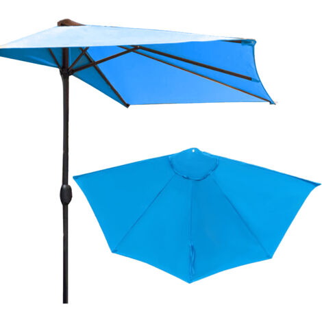 Toile de remplacement pour parasol demi-dôme polyester extérieur couleur Lac Bleu, tissu anti-UV pour jardin ou mur