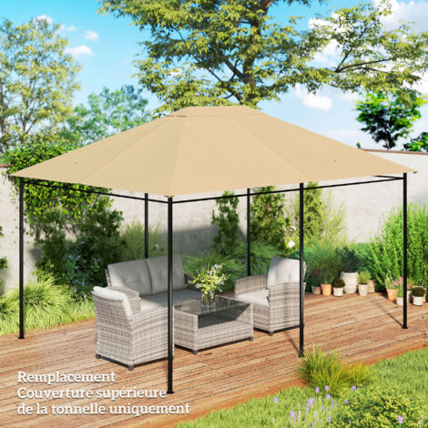 Toile de remplacement pour pavillon tonnelle tissu polyester haute densité 180 g/m² anti-UV 3 x 4 m