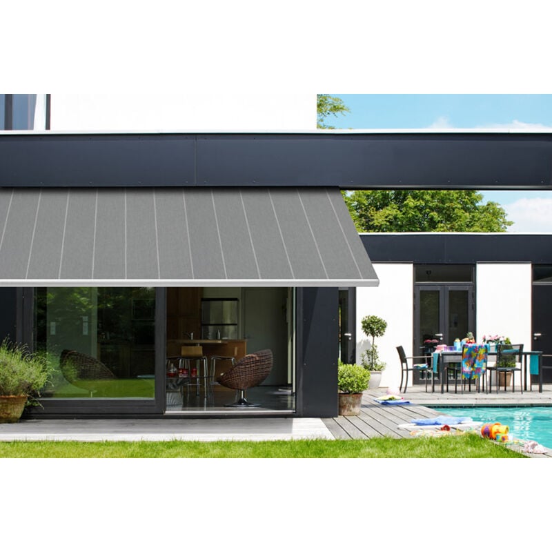 Toile de remplacement pour store banne 4 x 3,5 m Toile rayée Naples 380 x 370 cm