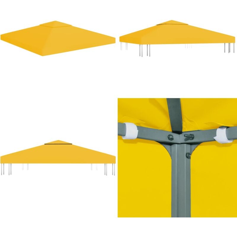 Toile de toit de belvédère 2 niveaux 310 g/m² 3x3 m Jaune - toile de belvédère - toiles de belvédère - Home & Living