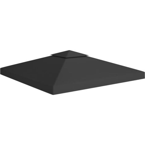 Toile de toit de belvédère  Toile de rechange pour tonnelle tente pavillon 2 niveaux 310 g/m² 3x3 m Noir 99956
