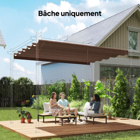 Toile de toit pour pergola rétractable 3x3m, 250x255cm, café