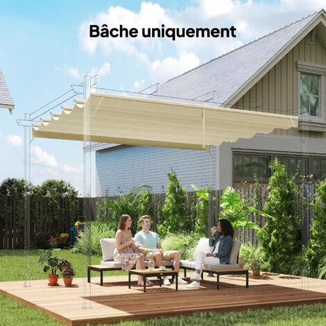 Toile de toit pour pergola rétractable 3x3m, 250x255cm, crème