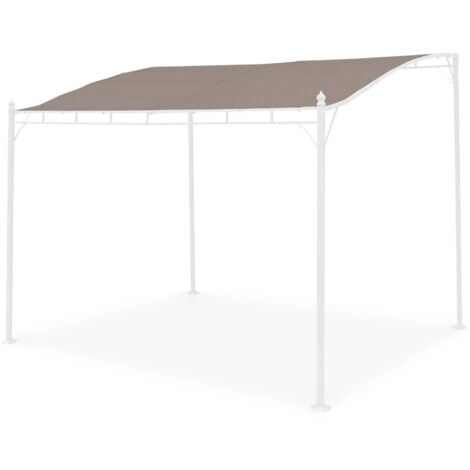 Toile de toit taupe pour tonnelle 3x2.5m Brestum - toile de rechange pergola. toile de remplacement