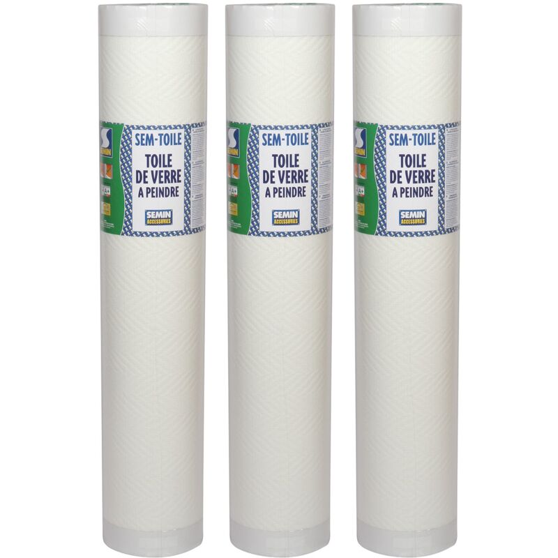Semin - Toile de Verre Motif Chevron, rouleau 50 x 1 m, Lot de 3