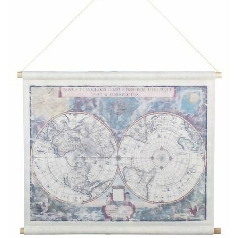 Toile déco Carte du monde à suspendre Lin