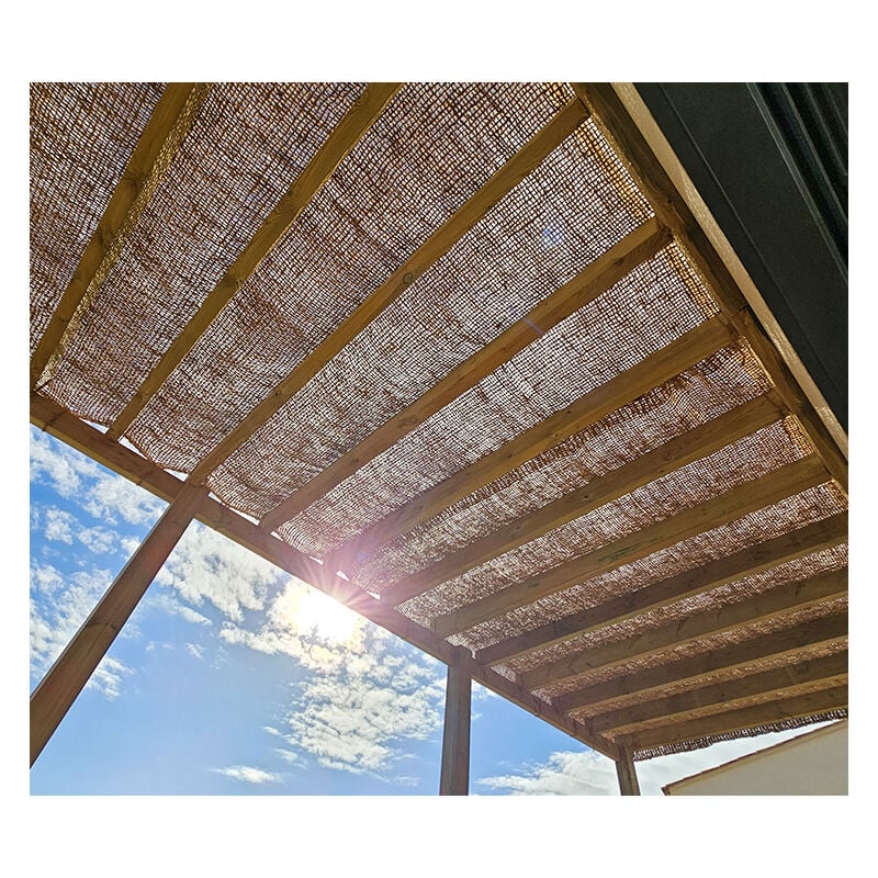 Toile d'ombrage 3 x 3 m en fibre de coco naturelle à poser sur une structure