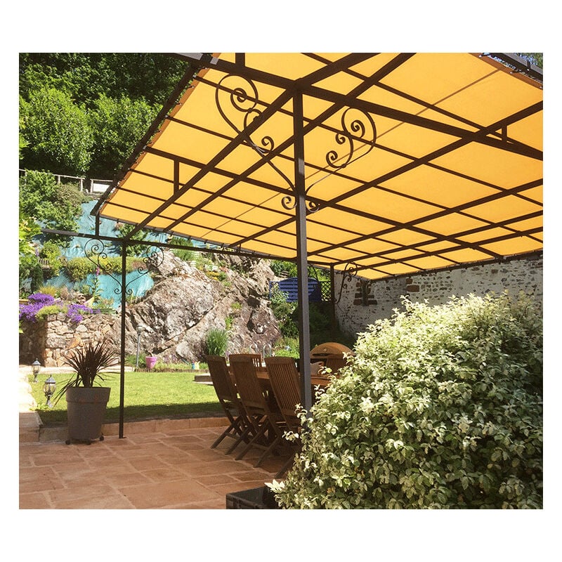 Direct Filet - Toile d'ombrage pergola 6x4m imperméable avec œillets à poser sur une structure Couleur: Beige