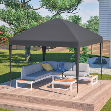 Toile d'ombrage autoportante réglable 3×3 m + 4 sacs de sable et housse de rangement (noir)