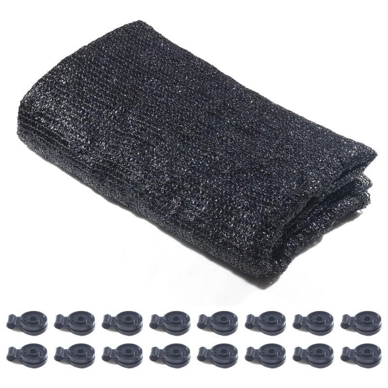 Toile d'ombrage avec 16 clips, 50 % de protection solaire, filet anti-UV, 1,8 x 6 m, noir, pour serre, jardin, ferme, cour, piscine
