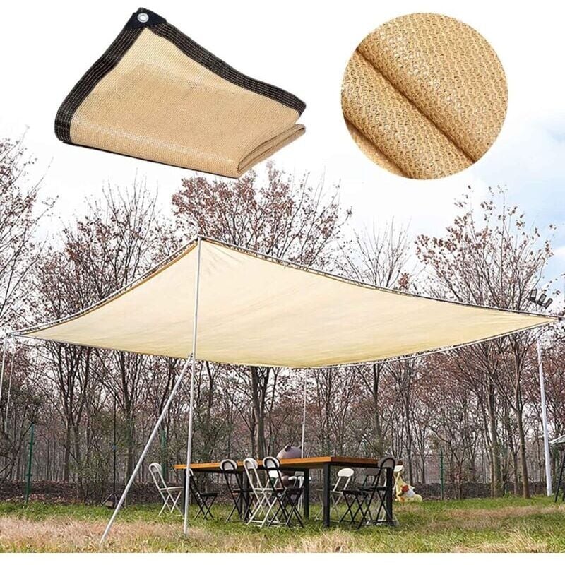 Toile d'ombrage Beige Voile Rectangulaire 90% Résistant Aux UV Respirant et Ombrage pour Serre Pergola Jardin Piscine 4mx6m(13x19ft),
