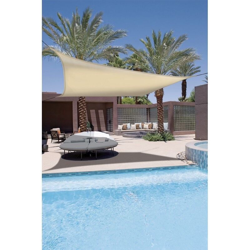 Voile d'ombrage élastique 'Sunnet Kit Elastic' Beige - Triangle 3,40 x 3,40 x 3,40 m - Nortene