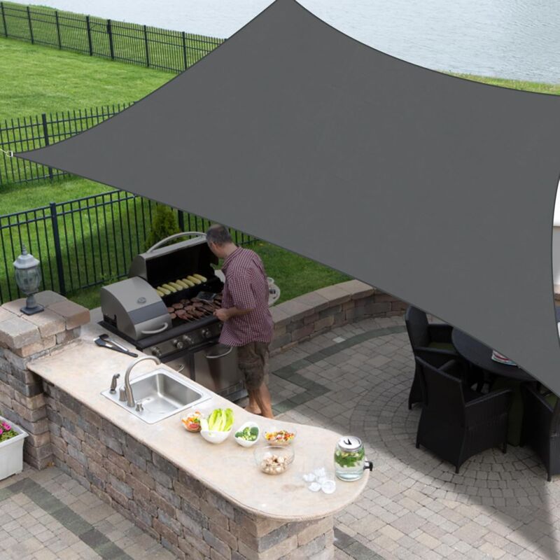 Toile d'ombrage extérieure 2x3m avec anneaux, toile d'ombrage rectangulaire, protection UV 95%, convient pour cour, terrasse, jardin, piscine, camping