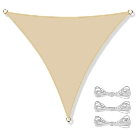 Toile d'ombrage - imperméable - triangle - 3,6x3,6x3,6 m - beige