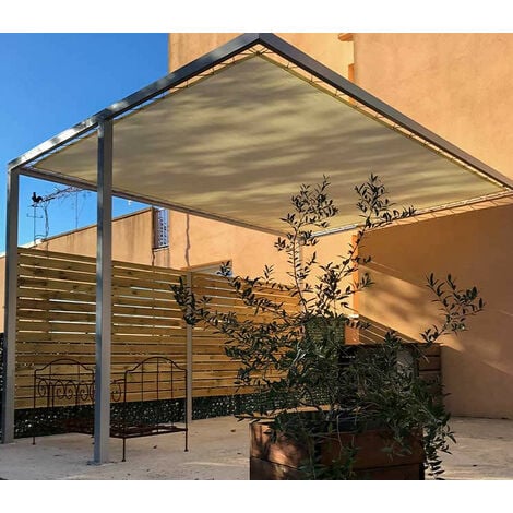 Toile d'ombrage pergola 3x3 m perméable avec œillets à poser sur une structure  Couleur: Anthracite