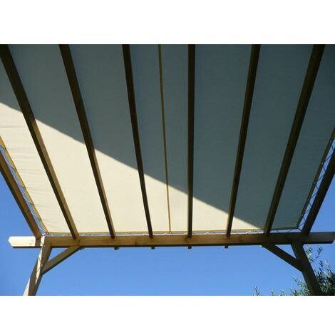 Toile d'ombrage pergola 3x3m imperméable avec œillets à poser sur une structure  Couleur: Crème