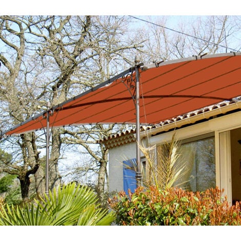 Toile d'ombrage pergola 5x4m imperméable avec œillets à poser sur une structure  Couleur: Terracotta