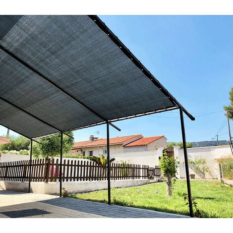 Toile d'ombrage pergola 6x4 m perméable avec œillets à poser sur une structure  Couleur: Anthracite