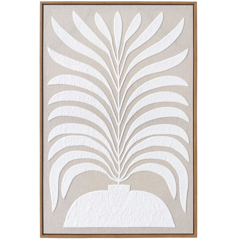 Toile en lin encadré avec des impressions en 3D de couleur blanc 72x52cm