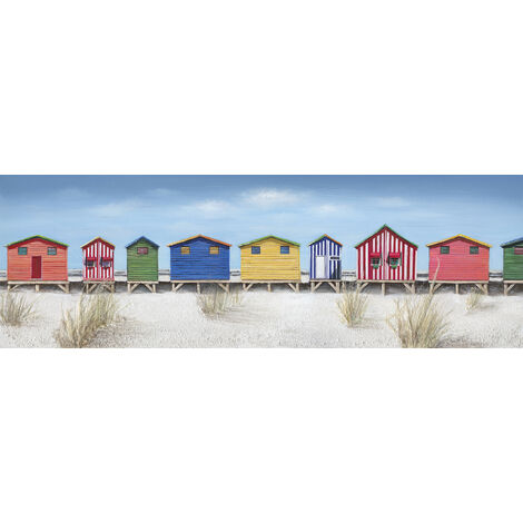 Toile en lin imprimée, Cabines de plage