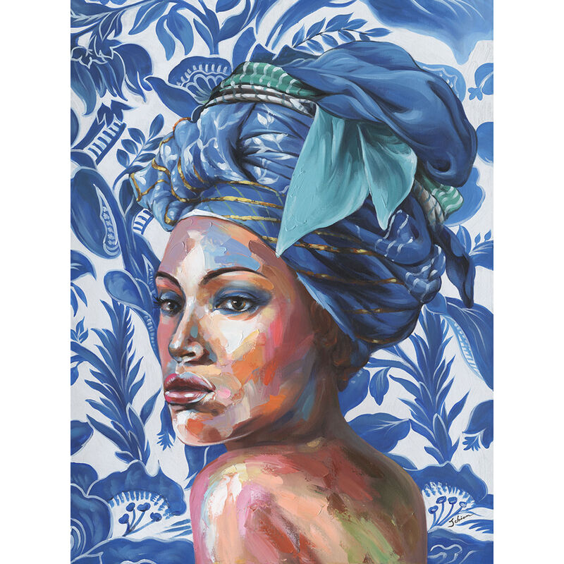 Toile en lin à l'huile, Caraïbes, 100x70x3 cm